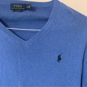 Men’s Polo Ralph Lauren Size M Blue V Neck Sweater